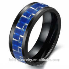 Joyería de estilo europeo y americano de la venta superior, anillo de los amantes, anillo de cerámica azul de la fibra de carbono